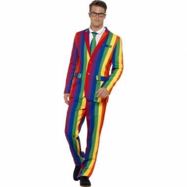 Carnaval kleding heren kostuum regenboog