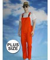 Grote maten oranje tuinbroek carnaval kleding voor volwassenen