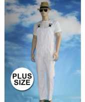 Grote maten witte tuinbroek carnaval kleding voor volwassenen